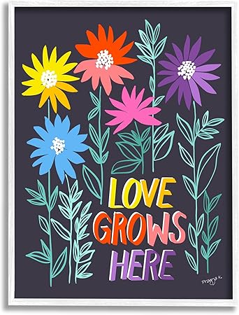 Stupell Industries Love Grows Here Phrase Framed Giclee Art by Pragya Kothari