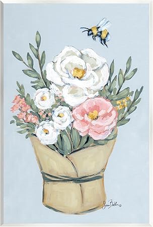 Stupell Industries Pink & White Bouquet Wall Plaque Art Design by Sara Baker