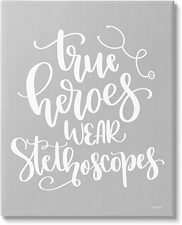 Stupell Industries True Heroes Nurse Phrase Canvas Wall Art Design by Imperfect Dust