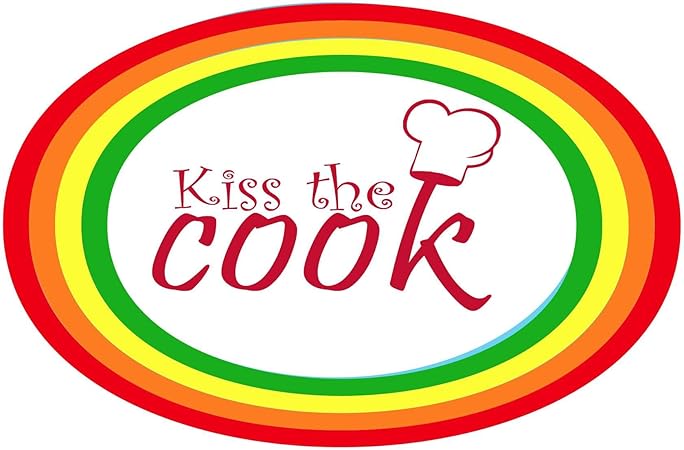 Kitchen Chef Love cook Vinyl wall Art Quote Home Wall Decoration Loving Home Kitchen Kiss The Cook - Size: 20 in x 14 in