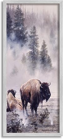 Stupell Industries Bison Foggy Woodland Nature Framed Giclee Art, Design by Matthew Hillier