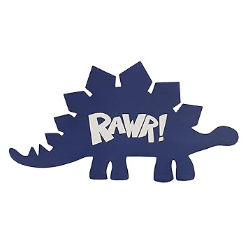 Little Love by NoJo Dinosaur Shaped Rawr Blue and White Wood Wall Décor