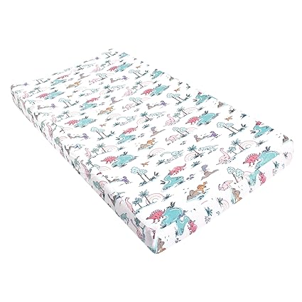 Hudson Baby Unisex Baby Changing Pad Cover, Pink Dinosaur Adventures, One Size