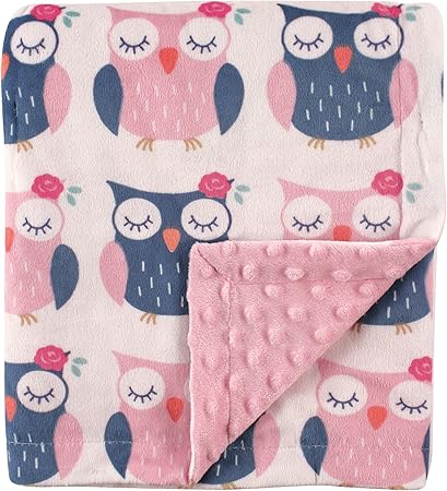 Hudson Baby Unisex Baby Plush Mink Blanket, Owls, One Size