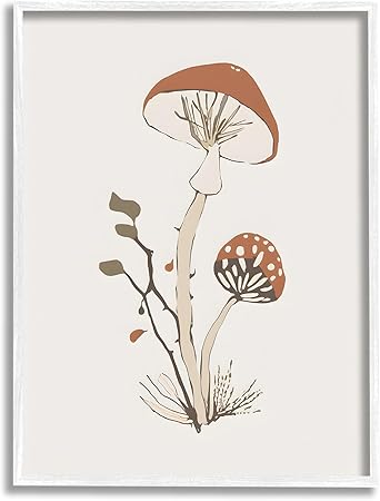 Stupell Industries Minimal Amanita Mushroom Framed Giclee Art by Petals Prints Design