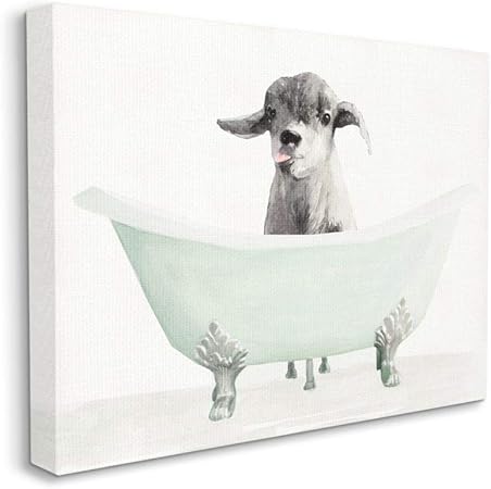 Stupell Industries Baby Llama in A Tub Funny Animal Bathroom Drawing, Stellar Design Studio Wall Art, 24 x 30, Canvas