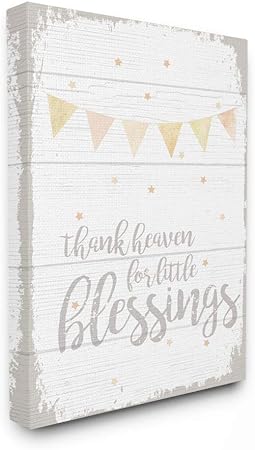 Stupell Industries Thank Heaven Blessing Yellow Kids Word, Design by Artist Daphne Polselli Wall Art, 16 x 1.5 x 20, Canvas