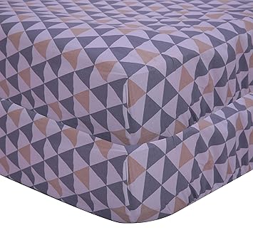 Bacati - Woodlands Triangles Printed Neutral 100% Cotton Universal Baby US Standard Crib or Toddler Bed Fitted Sheet (Beige/Grey)