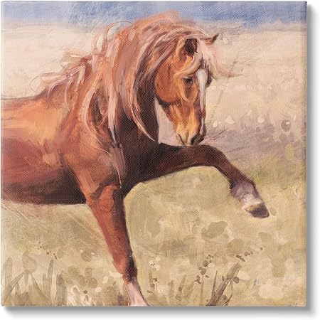 Stupell Industries Modern Red Stallion Canvas Wall Art Design by Nina Blue