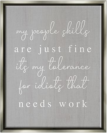 Stupell Industries People Skills Sassy Saying Framed Floater Canvas Wall Art by Lil' Rue