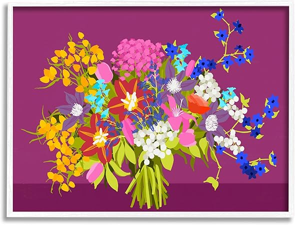 Stupell Industries Mixed Florals on Purple Framed Giclee Art by Pragya Kothari