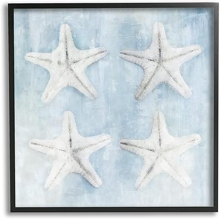 Stupell Industries Aquatic Starfish Soft Blue Coastal Framed Giclee Art, Design by Nina Blue