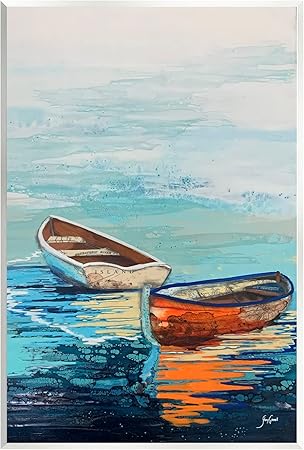 Stupell Industries Quiet Boats Drifting Vivid Ocean Surface Reflection Wood Wall Art, Design By Stacy Gresell