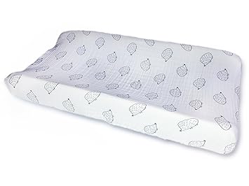 Softest Cotton Muslin Changing Pad Cover, Black Hedgehogs