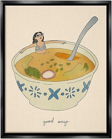 Stupell Industries Girl Bathing in Soup Framed Floater Canvas Wall Art by Victoria Barnes