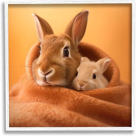 Stupell Industries Bunnies Cuddling in Blanket Framed Giclee Art by Roozbeh