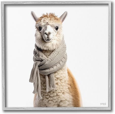 Stupell Industries Llama Wearing Scarf Framed Giclee Art by RB