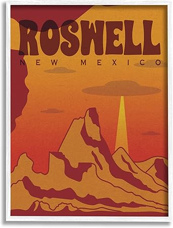 Stupell Industries Roswell New Mexico Desert UFO Framed Giclee Art, Design by Lil' Rue