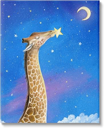 Stupell Industries Giraffe In Night Sky Canvas Wall Art by Hannah Spiegleman