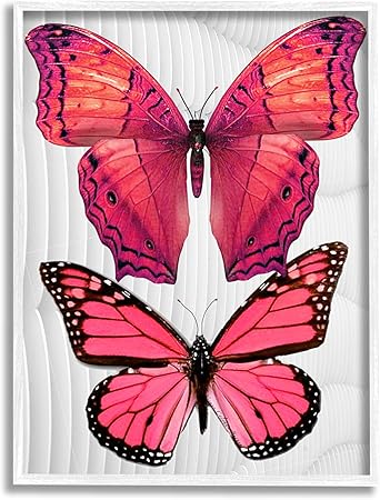 Stupell Industries Modern Pink Butterflies White Framed Giclee Art Design by Yvonne Coleman Burney