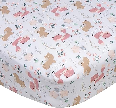 Gerber Baby Boys Girls Neutral Newborn Infant Baby Toddler Nursery 100% Cotton Fitted Bedding Crib Sheet, Woodland Critters White, 28