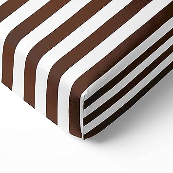 Bacati - Stripes White/Chocolate Percale Crib Fitted Sheet