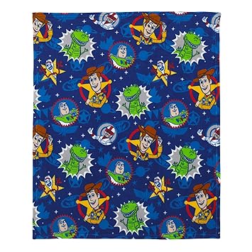 Toy Story 4 - Blue, Green, Yellow and Red Super Soft Plush Toddler Blanket