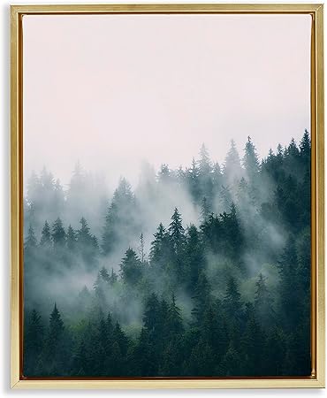 Stupell Industries Misty Forest Trees Gold Framed Floater Canvas Wall Art Design by Sisi and Seb