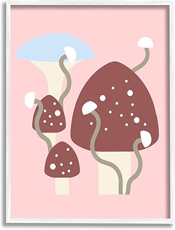 Stupell Industries Pop Mushrooms on Pink Framed Giclee Art by Lil' Rue