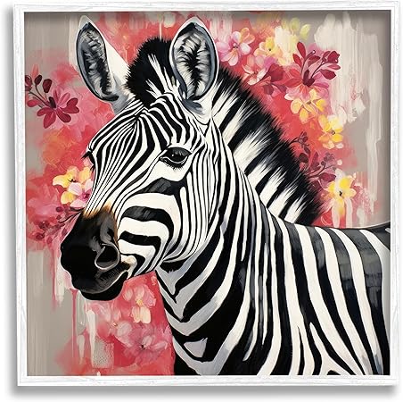 Stupell Industries Zebra with Pink Flowers Framed Giclee Art by Lazar Studio