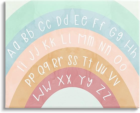 Stupell Industries Alphabet Letters on Rainbow Canvas Wall Art by Lil' Rue