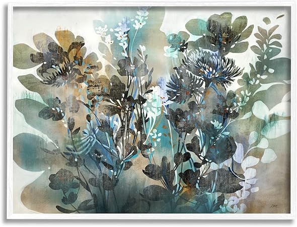 Stupell Industries Overlapping Flower Sprigs Modern Shapes Framed Giclee Art, Design by K. Nari