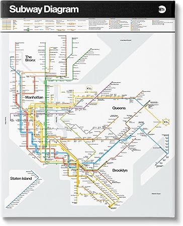 Stupell Industries New York City Urban Subway Diagram Chart Canvas Wall Art, Design by JG Studios