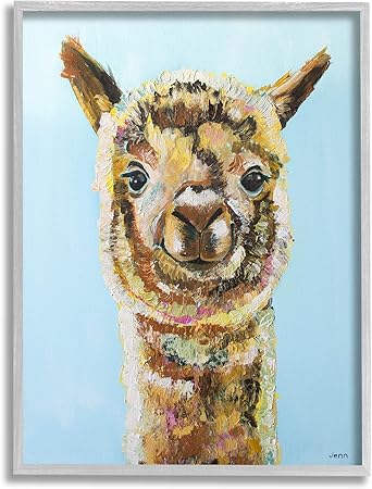 Stupell Industries Happy Llama Farm Animal Face Giclee Framed Wall Art, Design by Jen Seeley