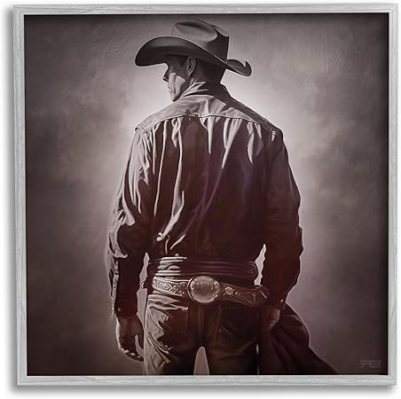 Stupell Industries Monochrome Cowboy Silhouette Framed Giclee Art by RB