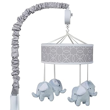 Trend Lab Circles Gray Baby Crib Mobile with Music, Crib Mobile Arm Fits Standard Crib Rails