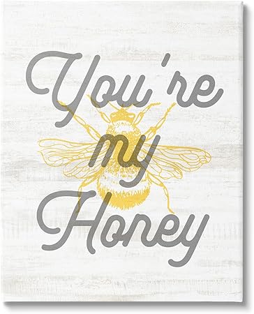 Stupell Industries You're My Honey Bee Phrase Canvas Wall Art Design by Lil' Rue