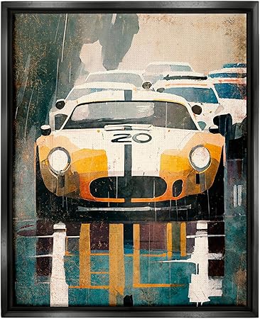 Stupell Industries Modern Race Car Framed Floater Canvas Wall Art by Enrico McGarrigle