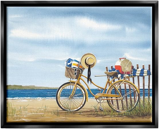 Stupell Industries Summer Bike Beach Day Waves Floating Framed Wall Art, Design by John Rossini