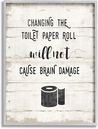 Stupell Industries Changing Toilet Paper Funny Framed Wall Art, Design by Amanda Murray