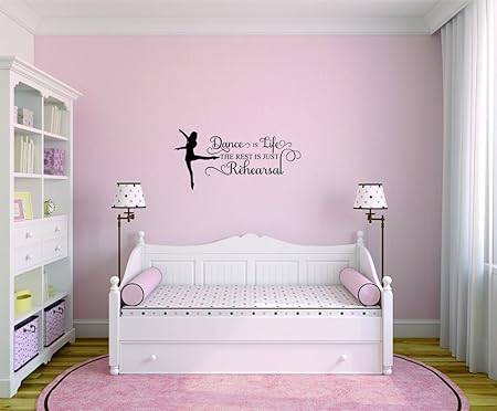 Design With Vinyl Decal - Peel & Stick Wall Sticker : Dance is Life The Rest is Just Rehearsal Bedroom Quote Kids Teen Boy Girl Quote Home Decor Picture Art Size :10 Inches x 20 Inches