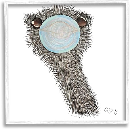 Stupell Industries Funny Ostrich Blowing Bubblegum Framed Giclee Art, Design by Ale Saiz Studio