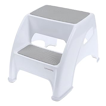 Dreambaby Toddler & Me 2 Step Stool - Designed for Kids & Adults - Holds up to 300lbs Maximum Weight Capacity - 10.5inch Tall & 15.4inch Wide - with Anti Slip Base Pads - Grey - Model L6072