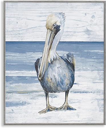 Stupell Industries Rustic Nautical Pelican Framed Giclee Art by Patricia Pinto