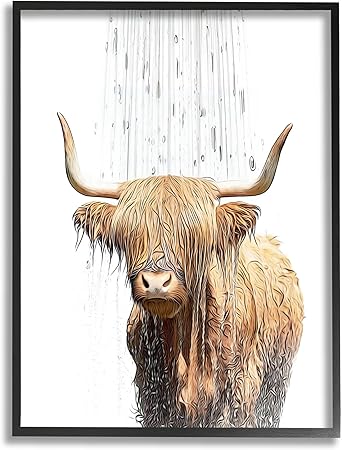 Stupell Industries Highland Cow Bathroom Splash Framed Giclee Art by Annalisa Latella