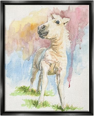 Stupell Industries Stoic Fantasy Unicorn Pastel Dripping Watercolor Detail Floating Framed Wall Art, Design By Jennifer Redstreake