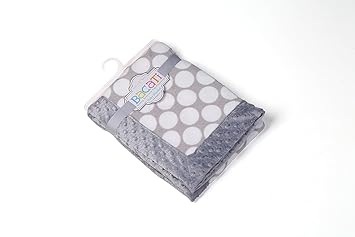 Bacati Grey Ikat Dots with Border Plush Blanket, Grey/Grey, 30