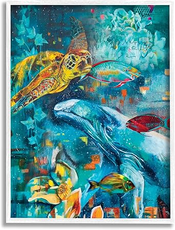 Stupell Industries Abstract Underwater Creatures Framed Giclee Art by Linda McClure