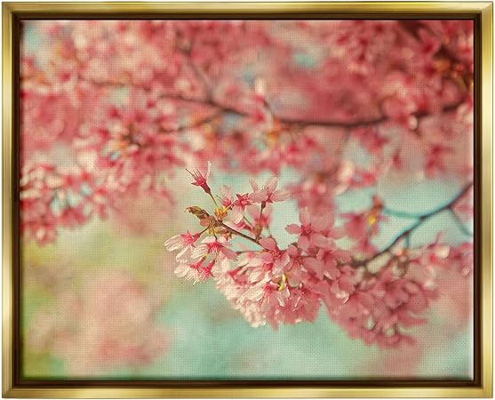 Stupell Industries Pink Cherry Blossoms Framed Floater Canvas Wall Art by Carrie Ann Grippo-Pike