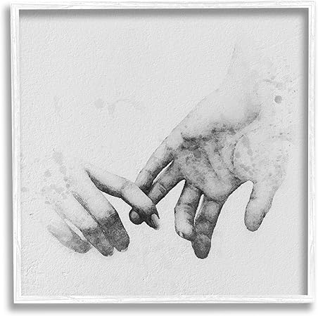 Stupell Industries Holding Hands Drawing White Framed Giclee Art Design by Ros Ruseva